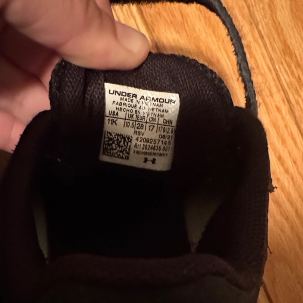 Under Armour Kids Black and White Sneakers - Picture 5 of 5